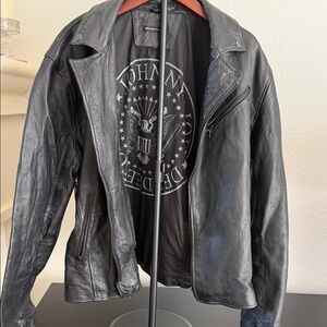 John Varvatos Black Leather Biker Jacket